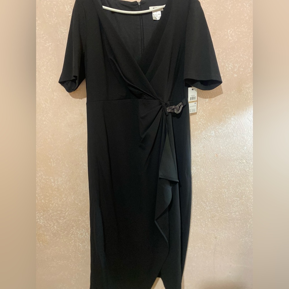 DKNY Black Midi Wrap Dress